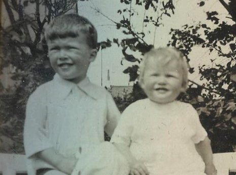 Shirley Shebbeare and younger brother during WWII
